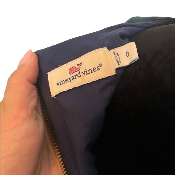 VINEYARD VINES NAVY GREEN PLAID PUFF SLEEVE KNEE LENGTH DRESS SIZE 0 - Picture 13 of 14